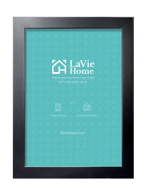 Photo 1 of **FOR PARTS**LAVIE HOME A3 PICTURE FRAME, BLACK POSTER FRAME WITH HIGH DEFINITION PLEXIGLASS, HORIZONTAL OR VERTICAL WALL GALLERY POSTER FRAMES SUITABLE FOR DOCUMENT POSTER PICTURE, BLACK 1 PACK A3 BLACK
