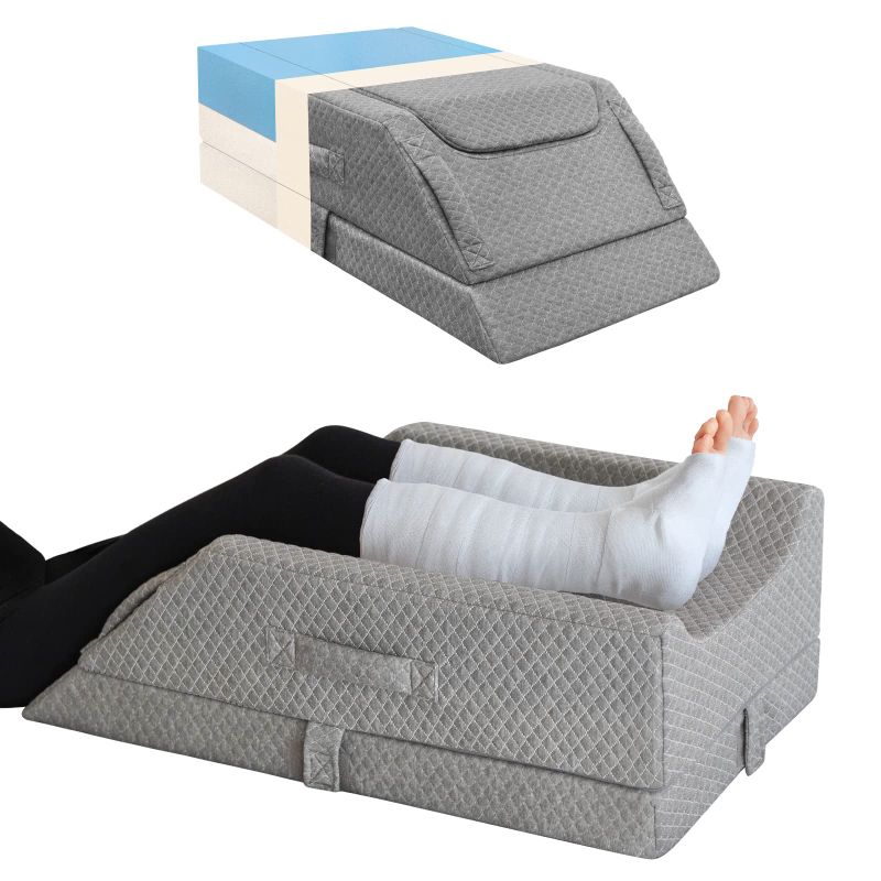 Photo 1 of ADJUSTABLE LEG ELEVATION PILLOWS FOR SWELLING AFTER SURGERY, COOLING MEMORY FOAM LEG WEDGE PILLOW FOR BLOOD CIRCULATION, WEDGE PILLOW FOR SLEEPING, SCIATICA BACK KNEE HIP ANKLES PAIN RELIEF
