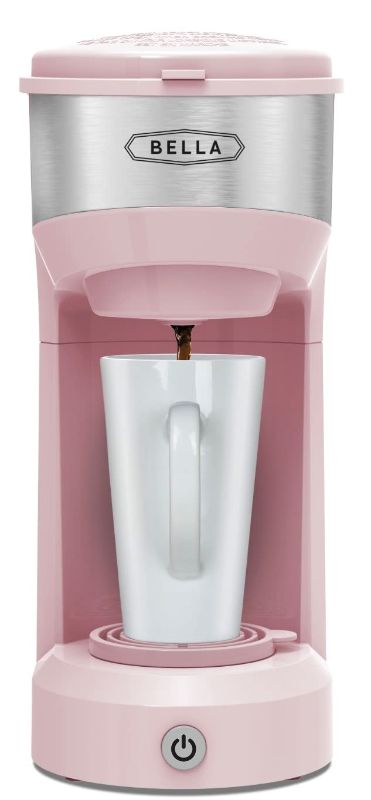 Photo 1 of **** NEEDS TO BE CLEANED***
BELLA DUAL BREW SINGLE SERVE COFFEE MAKER, K-CUP COMPATIBLE WITH GROUND COFFEE BASKET & ADAPTER - CAREFREE AUTO SHUT OFF & ADJUSTABLE TRAY, 14OZ, PINK STANDARD PINK
