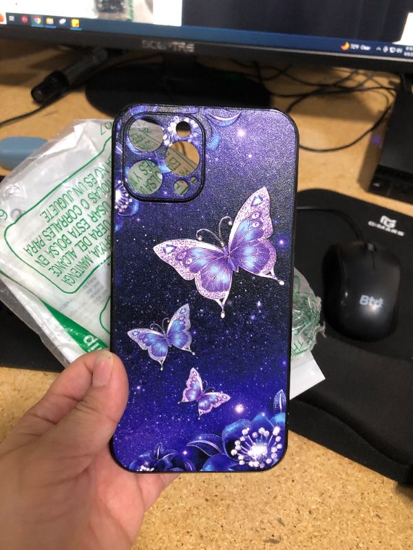 Photo 3 of DQCUTE DESIGN FOR IPHONE 12 PRO MAX CASE AESTHETIC MATTE BUTTERFLY STARRY SKY DESIGN HARD PC+SOFT TPU BUMPER ANTI-FINGERPRINT PROTECTIVE SHOCKPROOF CASE COMPATIBLE WITH IPHONE 12 PRO MAX,ONLY-PURPLE PURPLE IPHONE 12PRO MAX
