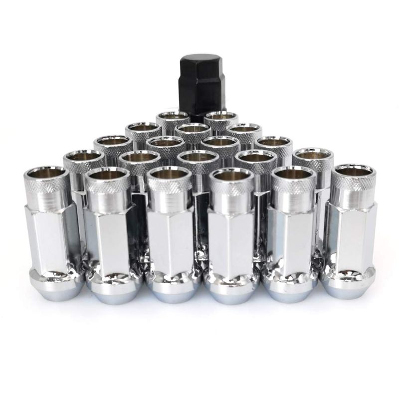 Photo 1 of **READ NOTES BEFORE PURCHASE** SOROPARTS CHROME LUG NUTS M12X1.25 OPEN END WHEEL NUTS,TAPER ACORN SEAT, FORGED LOCKNUT RACING NUT 20 SET 2 PIECES TOTAL 22 PIECES AND 1 NUT SOCKET KEY (SILVER M12 X P1.25) SILVER M12XP1.25
