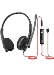 Photo 1 of HROEENOI Premium USB Wired Headset with Noise-Cancelling Microphone, Ideal for PC, Laptop, Zoom Calls, Skype Meetings, Call Centers, and Home Office Use with In-Line Controls for Volume & Mic Mute
