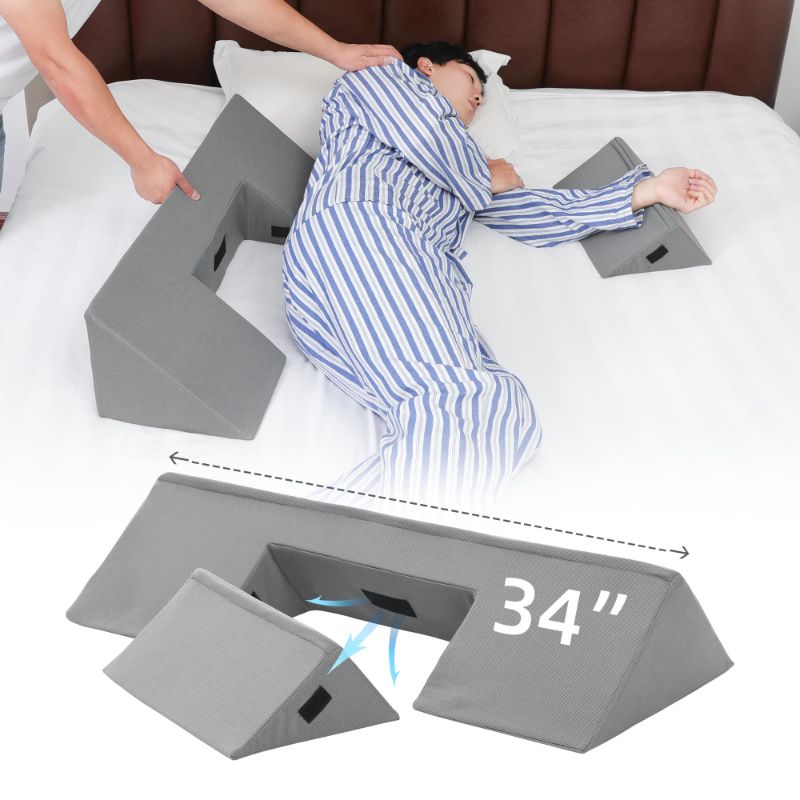 Photo 1 of 34"WEDGE PILLOW FOR SIDE SLEEPING,SIDE WEDGE PILLOW WITH DETACHABLE SMALL WEDGE PILLOW,POSITIONING WEDGE FOR SIDE SLEEPER,BACK SUPPORT ,REDUCING SNORING,PREVENTING BEDSORES,TRAINING FOR SIDE SLEEPING
