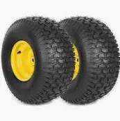 Photo 1 of (2-Pack) 20x8.00-8 Rear Tire and Wheel Assemblies - 4 Ply Tubeless Tire Compatible Replacement for Riding Lawn Mowers - 3/4" Borehole, 3.5" Offset Hub and 3/16" Keyway
