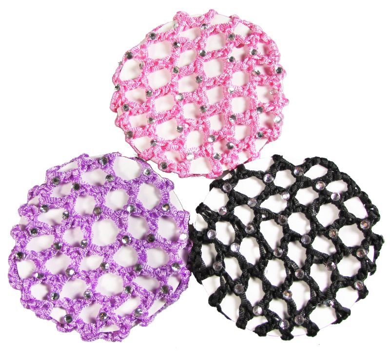 Photo 1 of BOUTIQUE GIRLS HAIR BOW TIES PONYTAIL HOLDERS, NO CREASE OUCHLESS STRETCHY ELASTIC STYLING TOOL ACCESSORIES (3PC RHINESTONE BALLET DANCE BUN COVER)
