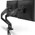 Photo 1 of EVEO Premium Dual Monitor Stand 14-32”,Dual Monitor Mount VESA Bracket, Adjustable Height Gas Spring Monitor Stand for Desk Screen - Full Motion Dual Monitor Arm-Computer Monitor Stand for 2 Monitors Black