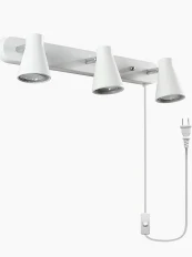 Photo 1 of 
 3-Light Track Lighting fixtures Ceiling, GU10 Plug in Track Lights, Ceiling Track Lighting, White Ceiling Light Fixture with Rotatable Heads for Living Room (Bulbs Not Included)