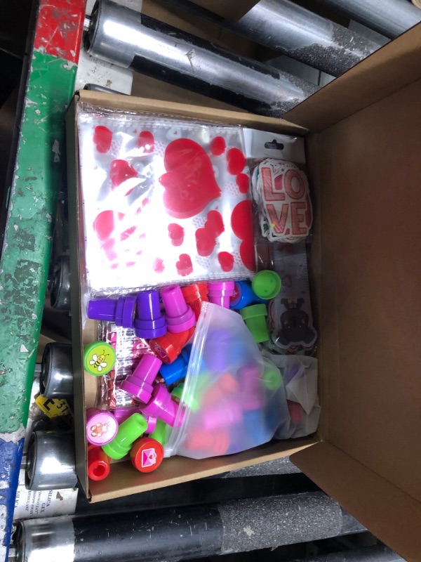 Photo 1 of Yexiya 230 Pieces Valentine's Day Stationery Set Valentines Classrooms Stationery Gifts Party Favors Class Reward Prizes Notebooks Stickers Stamps Rulers Pencils for Party Supplies