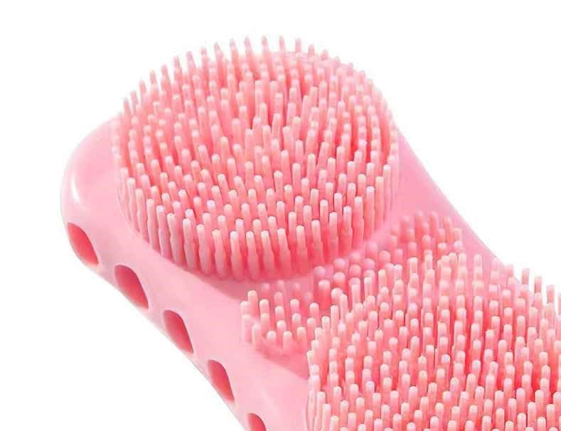 Photo 1 of ABLOOMBOX 2-in-1 Silicone Body Scrubber and Scalp Massager Hair Growth for Shower - Exfoliating Body Brush and Back Scrubber for Men and Women Baby Pink