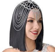 Photo 1 of BABEYOND Vintage Bridal Headpiece Roaring 20s Crystal Rhinestone Flapper Cap Headpiece for Wedding (Silver