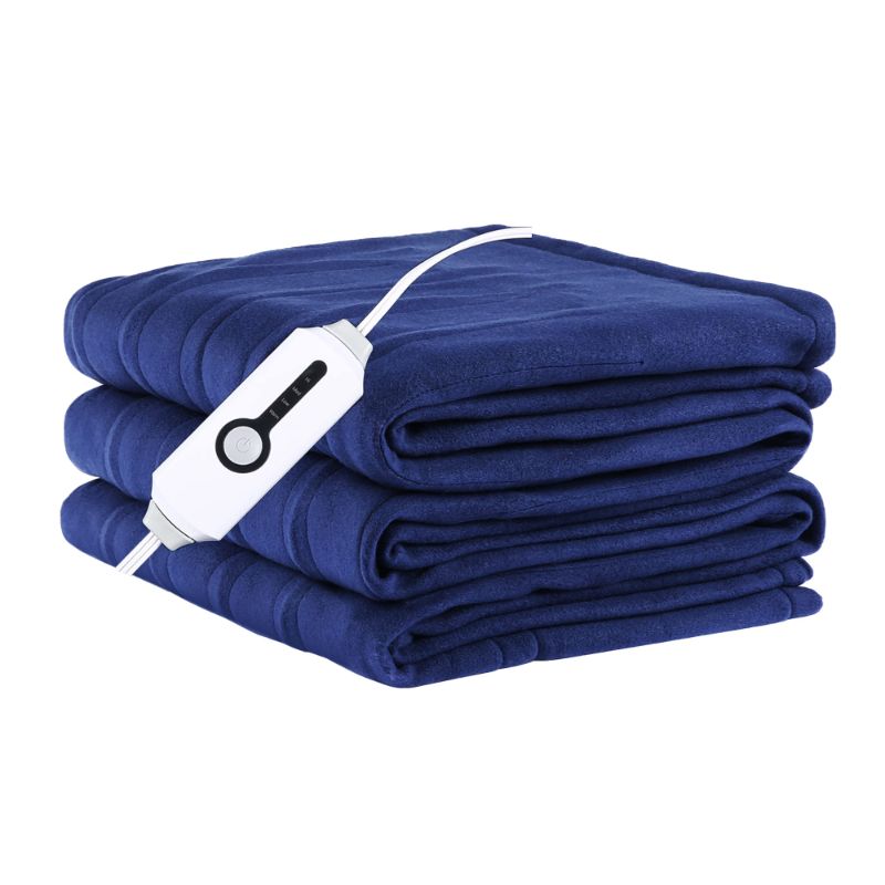 Photo 1 of ***DEFECTIVE DOES NOT HEAT FOR PARTS***ELECTRIC HEATED BLANKET, 72" X 84" FULL SIZE WITH 4 HEATING LEVELS, 10H AUTO SHUT OFF, SOFT FLEECE WARM HEATED BLANKET, FAST-HEATING & MACHINE WASHABLE - BLUE DARK BLUE FULL SIZE 72"X84"
