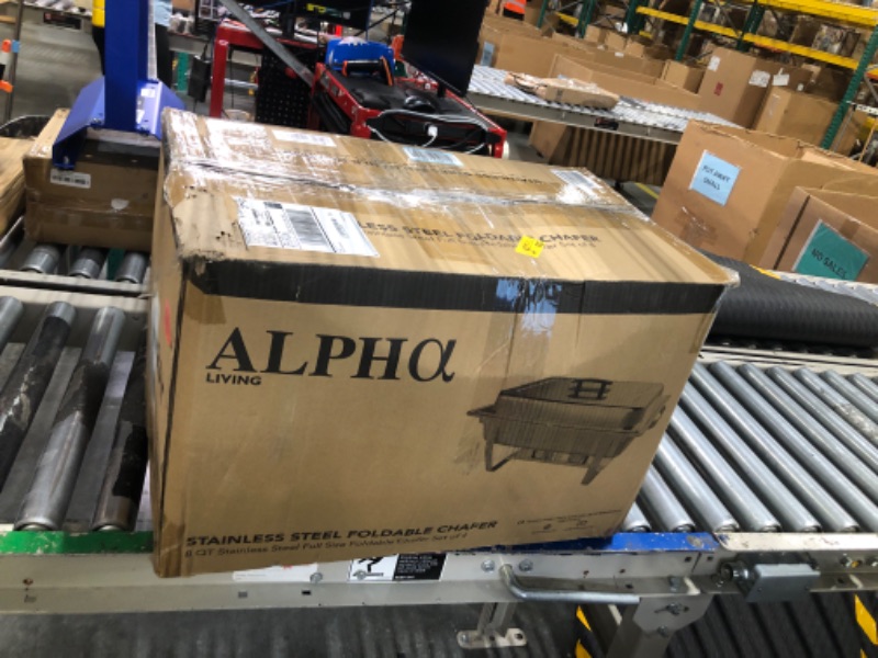 Photo 3 of *** MISSING PARTS***
ALPHA LIVING 70014-GRAY 4 Pack 8QT Chafing Dish High Grade Stainless Steel Chafer Complete Set, 8 QT, Alpine Gray Handle