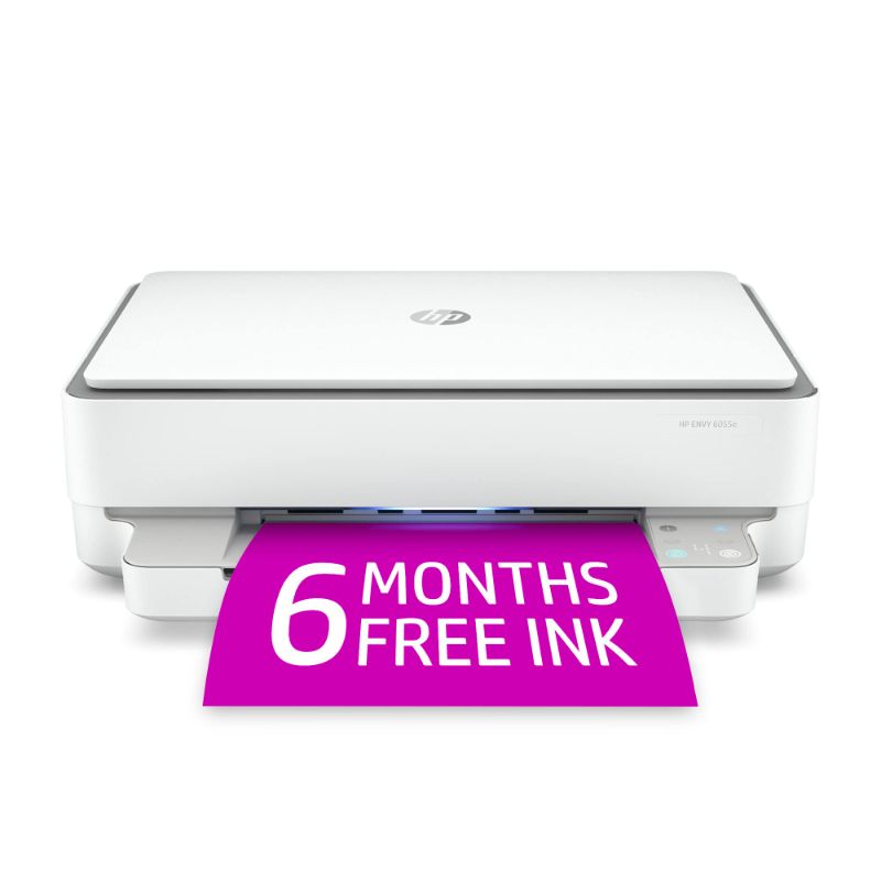 Photo 1 of HP ENVY 6055E WIRELESS COLOR ALL-IN-ONE PRINTER WITH 6 MONTHS FREE INK (223N1A) (RENEWED PREMIUM),WHITE RENEWED ENVY 6055E
