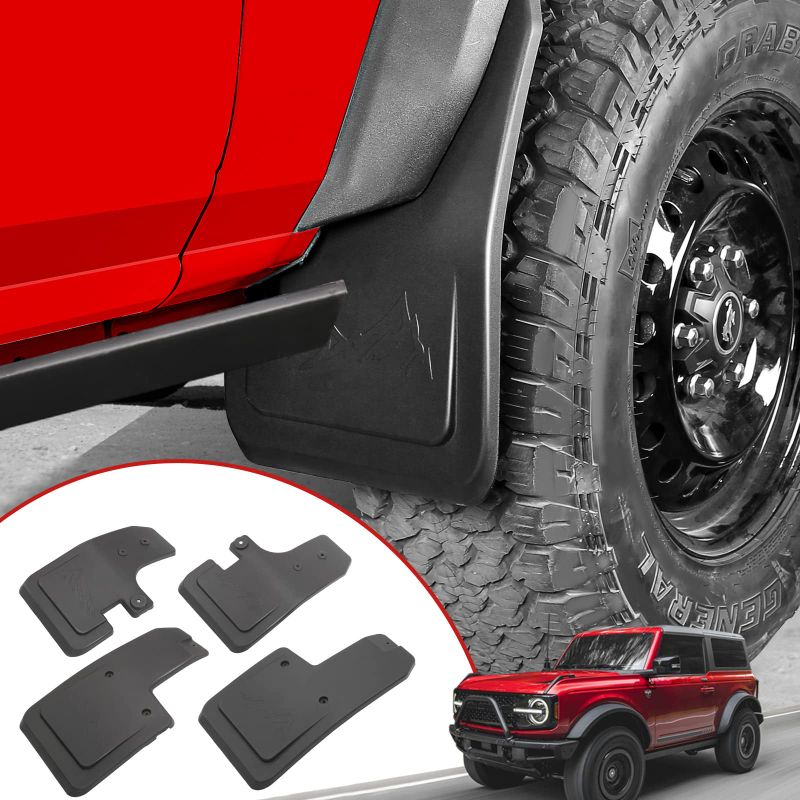 Photo 1 of ***MISSING HARDWARE*** MABETT MUD FLAPS FOR FORD BRONCO ACCESSORIES 2021 2022 2023 2/4-DOOR NO PUNCHING REQUIRED FRONT AND REAR 4PCS TIRE MUDFLAPS 4PCS
