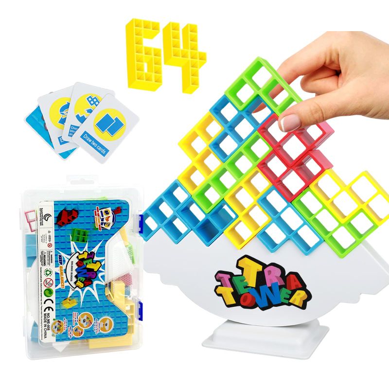 Photo 1 of  LLESSOO 64 PCS TETRA TOWER GAME FOR ADULT & KIDS, 2024 STACK ATTACK GAMES FOR FAMILY TRAVEL PARTY, TETRA TOWER BALANCING STACKING BLOCKS BOARD GAMES FOR 2+ PLAYERS 64 PCS+STORAGE BOX
