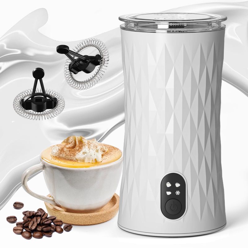 Photo 1 of *** NOT FUNCTIONAL**** SELLING AS PARTS*****BEICHEN MILK FROTHER AND STEAMER, 4-IN-1 MILK FOAMER FROTHER FOR COFFEE AUTOMATIC HOT AND COLD FOAM STAINLESS STEEL MAKER WITH 2 WHISKS FOR LATTE CAPPUCCINOS, MACCHIATO, HOT CHOCOLATE MILK (WHITE)
