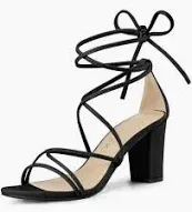 Photo 1 of Allegra K Women's Strappy Straps Lace Up Chunky Heel Sandals ** not exact photo ** 