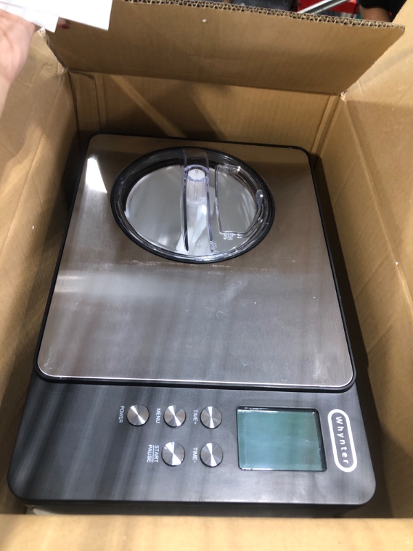 Photo 2 of *** FOR PARTS ONLY ** NO RETUNRS***
 ICM-200LS Upright Automatic Ice Cream Maker 2.1 Quart Capacity with Built-in Compressor, No Pre-Freezing, LCD Digital Display, Timer, Stainless Steel Stainless Steel- Ice Cream Maker