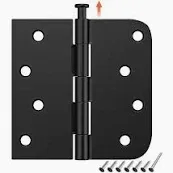 Photo 1 of 3 Pack Black Exterior Door Hinges 4 Inch, 5/8" Radius, Removable Pin, Perfect for Heavy-Duty Front & Back Door, Antirust & No Squeaks