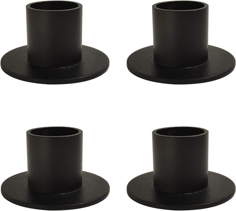 Photo 1 of Gute Taper Candle Holder, Candle Holders for Pillar Candles, Matte Black Candlestick Holder Centerpieces for Home Decoration, Wedding Anniversary, Party, Housewarming Gifts,Set of 4,Round