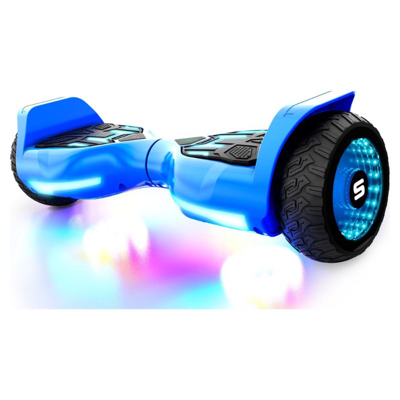 Photo 1 of **FOR PARTS** Warrior T580 Hoverboard 220 Lbs Blue Music-Synced Bluetooth LED Lights 7.5 Mph LiFePo Battery UL-Compliant
