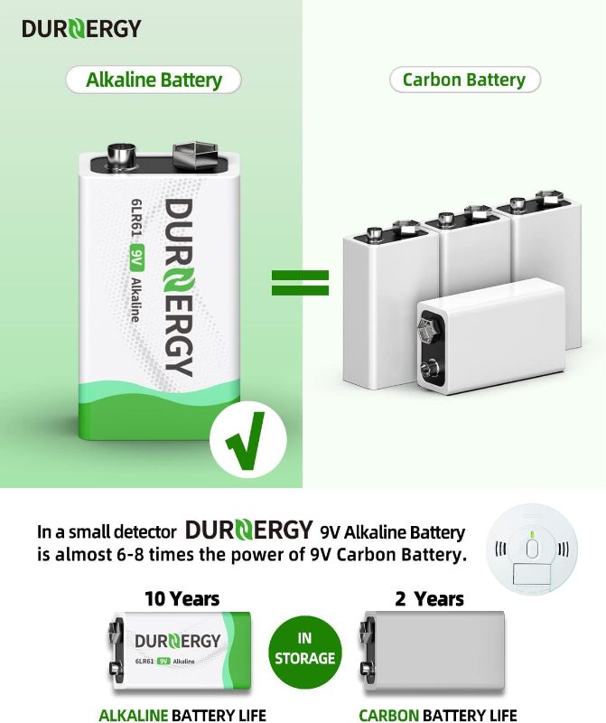 Photo 1 of 9 Volt Battery, 9V Batteries 8 Pack, Smoke Detector Battery 9V 6LR61 Battery Square Batteries 9V Alkaline Batteries
