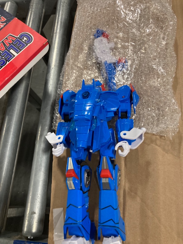 Photo 1 of Elephant Warrior Robot Action Figures Toys, 10-inch Converting Blue Elephant Figure, Transformable Animal Toys for Kids Ages 6 and Up (Elephant) Elephant(10 Inches)