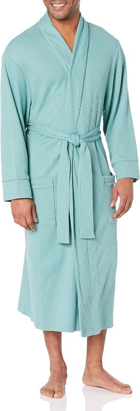 Photo 1 of Amazon Essentials Men's Lightweight Waffle Robe (Available in Big & Tall), Teal Blue, X XX-Large
