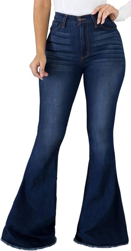 Photo 1 of Bell Bottom Jeans for Women Ripped High Waisted Classic Flared Denim Pants (MEDIUM)