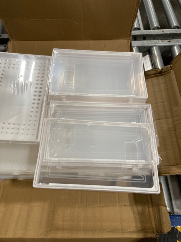 Photo 1 of 12 Pack Large Shoe Organizer Storage Boxes for Closet, Modular Space Saving Shoe Boxes Clear Plastic Stackable Sneaker Containers Display Case with Lids, White
