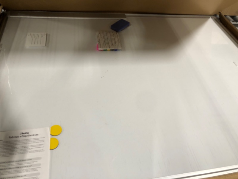 Photo 3 of 48" x 36" Dry Erase Board, Ohuhu Magnetic Large Whiteboard/White Board with 6 Color Dry Erase Markers, 4 x Magnetic Stickers, 1 x Eraser, 4 x Screw Nuts & Sleeve Anchors, Aluminum Frame, Silver