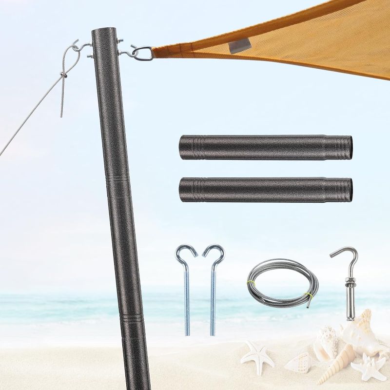 Photo 1 of 
BsBsBest Shade Sail Pole, 9FT Adjustable Shade Sail Pole Kit Heavy Duty Sun Shade Sail Pole & Light String Pole for Outdoor Patio Garden Deck Playground...
Color:Gray