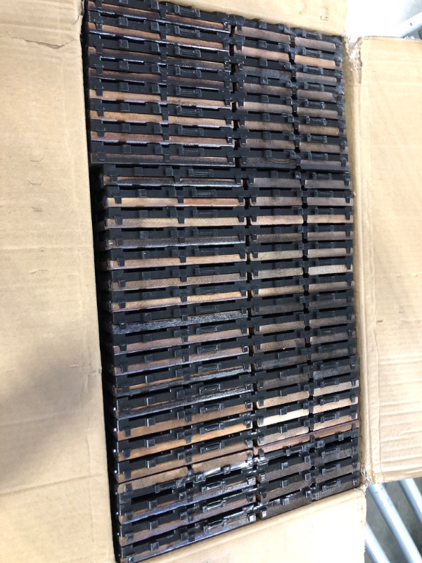 Photo 1 of 27PCS Wood Interlocking Deck Tiles 11.8"x11.8", Patio Flooring Outdoor Waterproof All Weather Use, Wood Flooring for Patio Garden Poolside Front/Back Yard, Espresso 11.8"x11.8" Espresso 27