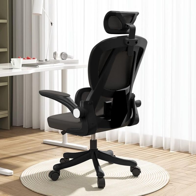 Photo 1 of Mesh Office Chair High Back Ergonomic Office Chair with Lumbar Support Adjustable Headrest 3D Armrest and Lumbar Support for Home Office Chair Swivel Mesh Office Chair for Work, Study Black