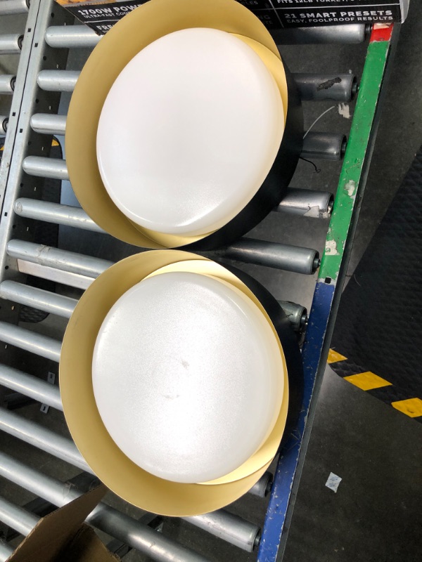 Photo 1 of Flush Mount Ceiling Lights, LED Ceiling Light Fixtures, 300W Equivalent 2600LM 5CCT Adjustable, Modern Black and Gold Flush Mount Lights, Dimmable Ceiling Lamps for Bathroom Hallway Bedroom Black 5CCT-2 Packs