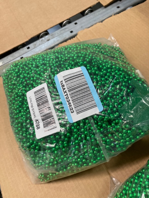 Photo 2 of 100PCS St Patricks Day Accessories, Green St. Patricks Day Beads Necklace, 33" Round Beads Irish Saint Patricks Necklaces Costume Bulk, Parade Throw Accessories for Wedding Birthday St. Patricks Decor
