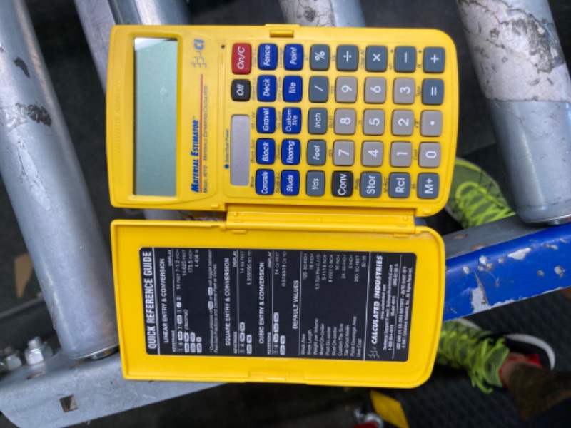 Photo 3 of Calculated Industries Material Estimator Yellow 11 digit Solar Powered Material Estimator Calculator