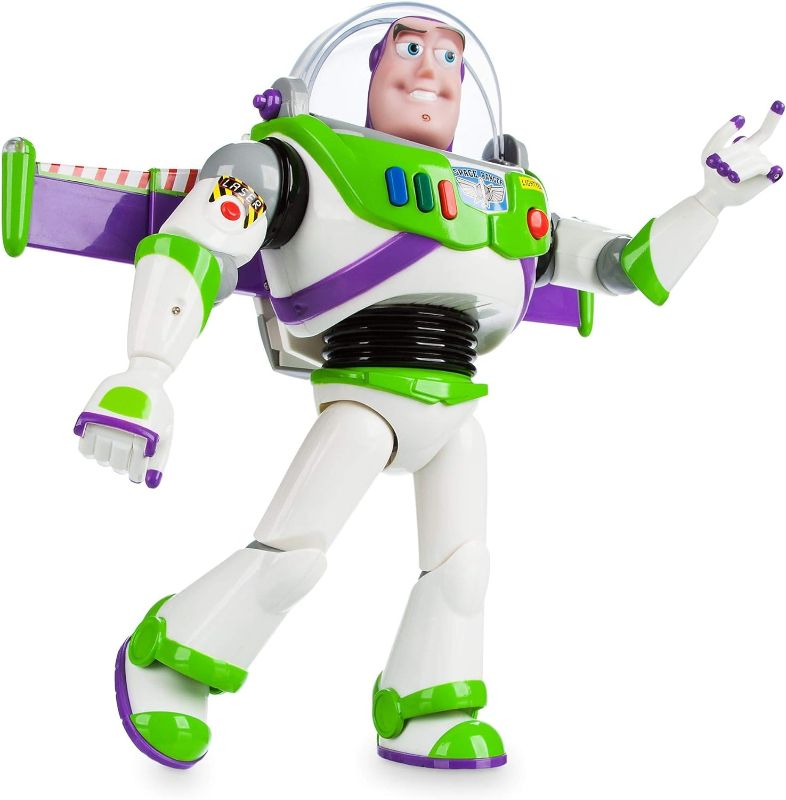 Photo 1 of Disney Store Official Buzz Lightyear Interactive Talking Action Figure from Toy Story, Features 10+ English Phrases, Interacts with Other Figures and Toys