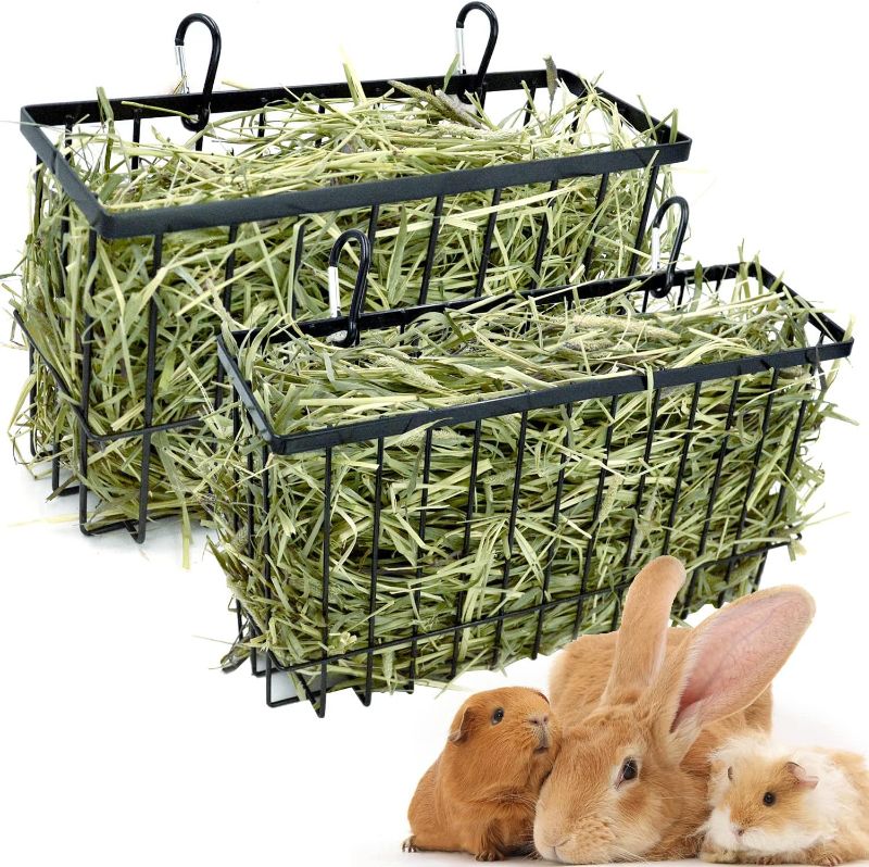 Photo 1 of 2PCS Rabbit Hay Feeder,Bunny Hay Feeder Rack with Metal Frame for Guinea Pig Chinchilla,Large Heavy-Duty Hay Holder Feeders for Rabbits Guinea Pigs, Small Animal Cage Accessories
