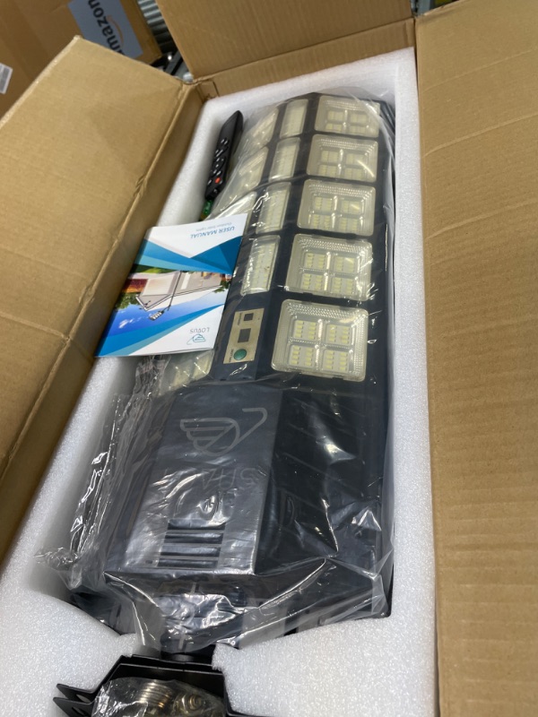 Photo 2 of **SELLING AS PARTS*** FINAL SALE *** NO RETURNS****
Lovus 2 Pack 1500W Commercial Solar Street Lights, 6000K Dusk to Dawn Solar Flood Light with Motion Sensor, Outdoor Solar Parking Lot Lights IP67 Waterproof for Courtyards, Playground, ST5-107-2 1500W-2P