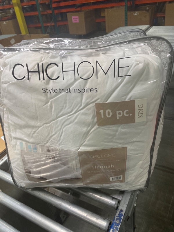 Photo 1 of Chic Home 10 Piece Hannah Pinch Pleated, ruffled and pleated complete King Bed In a Bag Comforter White With sheet set King White