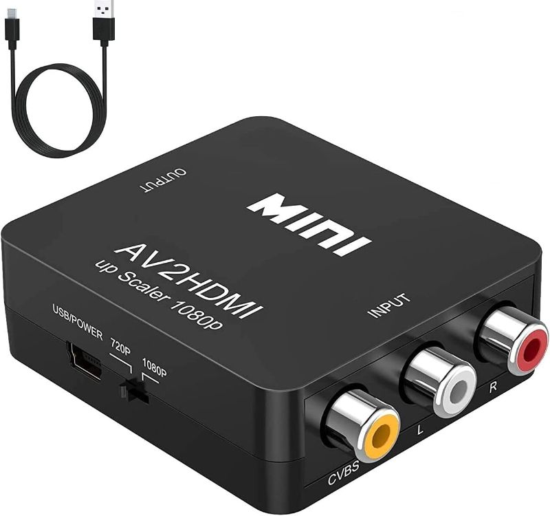 Photo 1 of BD&M AV to HDMI Converter, RCA to HDMI, 1080P Mini RCA Composite CVBS Video Audio Converter Adapter Support PAL/NTSC for TV/PC/ PS3/ STB/Xbox VHS/VCR/Blue-Ray DVD Players - Black