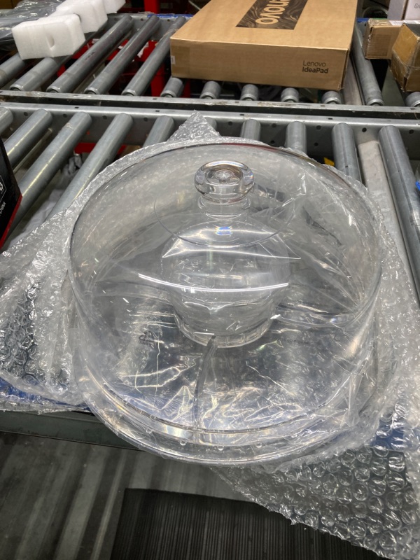 Photo 3 of ****USED*** MASTERTOP Cake Stand with Dome Cover - 6 in 1 Multi-Functional Serving Platter/Cake Plate/Salad Bowl/Nachos/Punch Bowl, Wedding Cake Stands for Dessert Table,2 pcs Spoons, BPA Free (Acrylic)