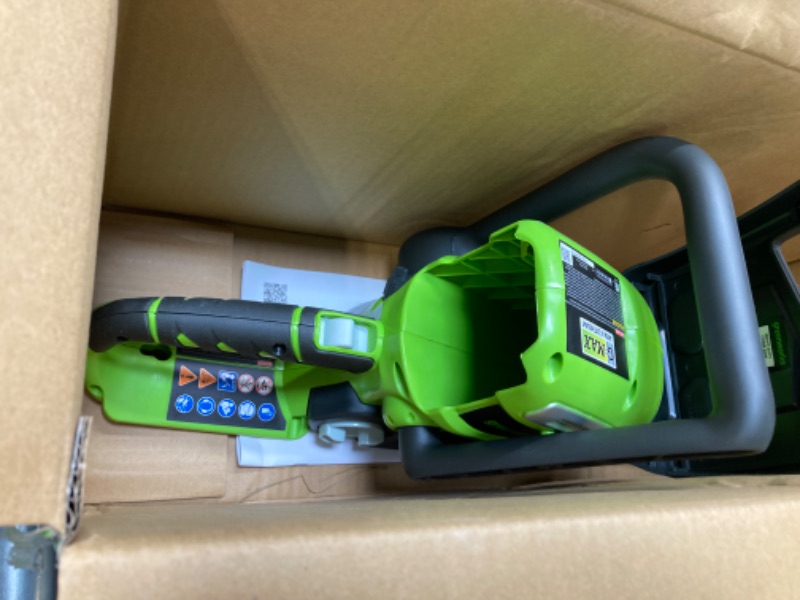 Photo 4 of ****USED** Greenworks 40V 12" Cordless Compact Chainsaw (Great For Storm Clean-Up, Pruning, and Camping), Tool Only 12" (Tool Only) Gen 1 Chainsaw