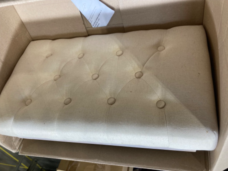 Photo 1 of ****FOR PARTS ONLY, NO RETURNS, MISSING ONE LEG, NEEDS CLEANING**HomePop Tufted Decorative Bench, Cream Woven