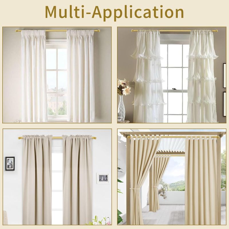 Photo 1 of 
Curtain Rods, 2 Packs Wrap Around Curtain Rods for Window 48 to 84 Inch, 1 Inch Diameter Room Darkening Heavy Duty Drapery Rods, Blackout Curtain rod, Modern Decorative Window Curtains Rod, Gold