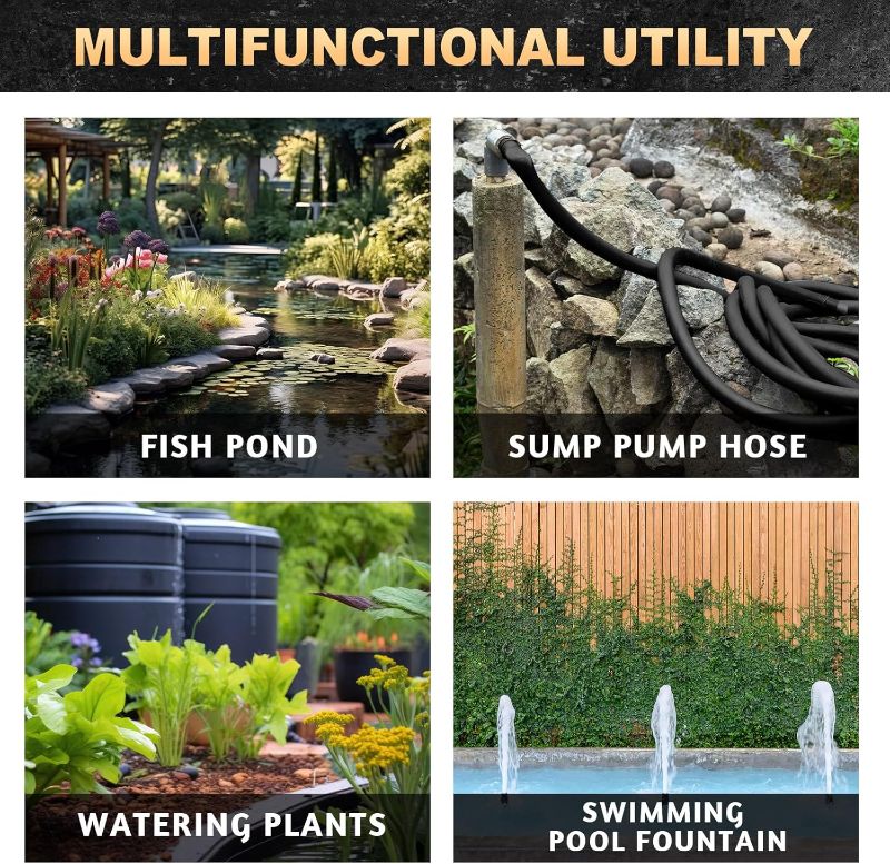 Photo 1 of 50ft Pond  Non Kink PVC Pipe Water Garden Drainage Long Corrugated Flexible Hose for Gardening Ponds Fountains Aquariums (3/4" Diameter x 50ft)