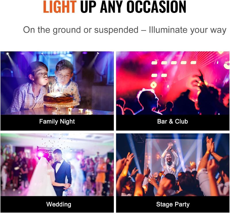 Photo 1 of  Stage Lights, 7 Working Modes Sound Activated with Remote Control, Red, Green, Blue Light for Club Disco Party Wedding Birthday Christmas