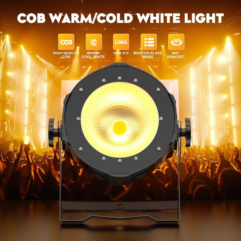 Photo 1 of 100W Spotlight COB Stage Lights, Party Lights Warm & Cool White, Professional DMX Spotlights Par Lights for Church, Concert, Wedding, Theater, Wedding, Stage 1Pack