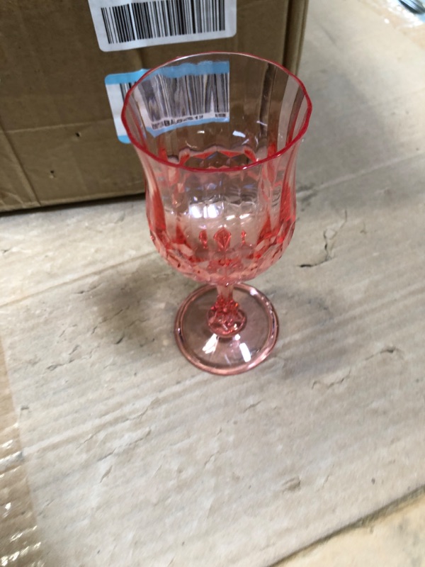 Photo 4 of ***DAMAGED***
24 Pcs Patterned Plastic Wine Glasses Colorful Goblet Champagne Flutes Glasses Vintage Style Dishwasher Safe Drinking Glasses for Wedding, Reception, Grand.